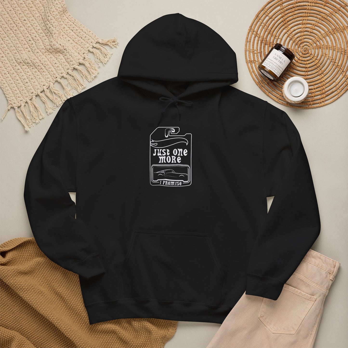 Just One More Cigarette Hoodie | Vintage Lighter Illustration, Smoking Graphic