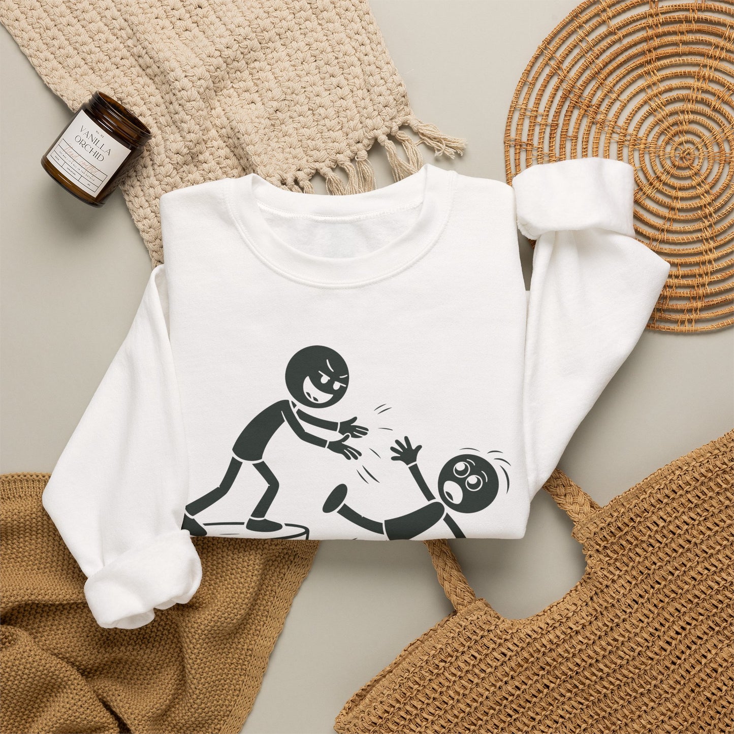 Some People Just Need a Push Sweatshirt | Funny Stick Figure Cliff Illustration