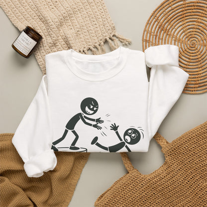 Some People Just Need a Push Sweatshirt | Funny Stick Figure Cliff Illustration