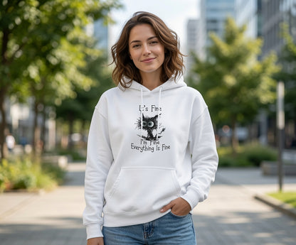 Scruffy Owl Sketch Its Fine Everything Is Fine Hoodie | Cute Goth Illustration