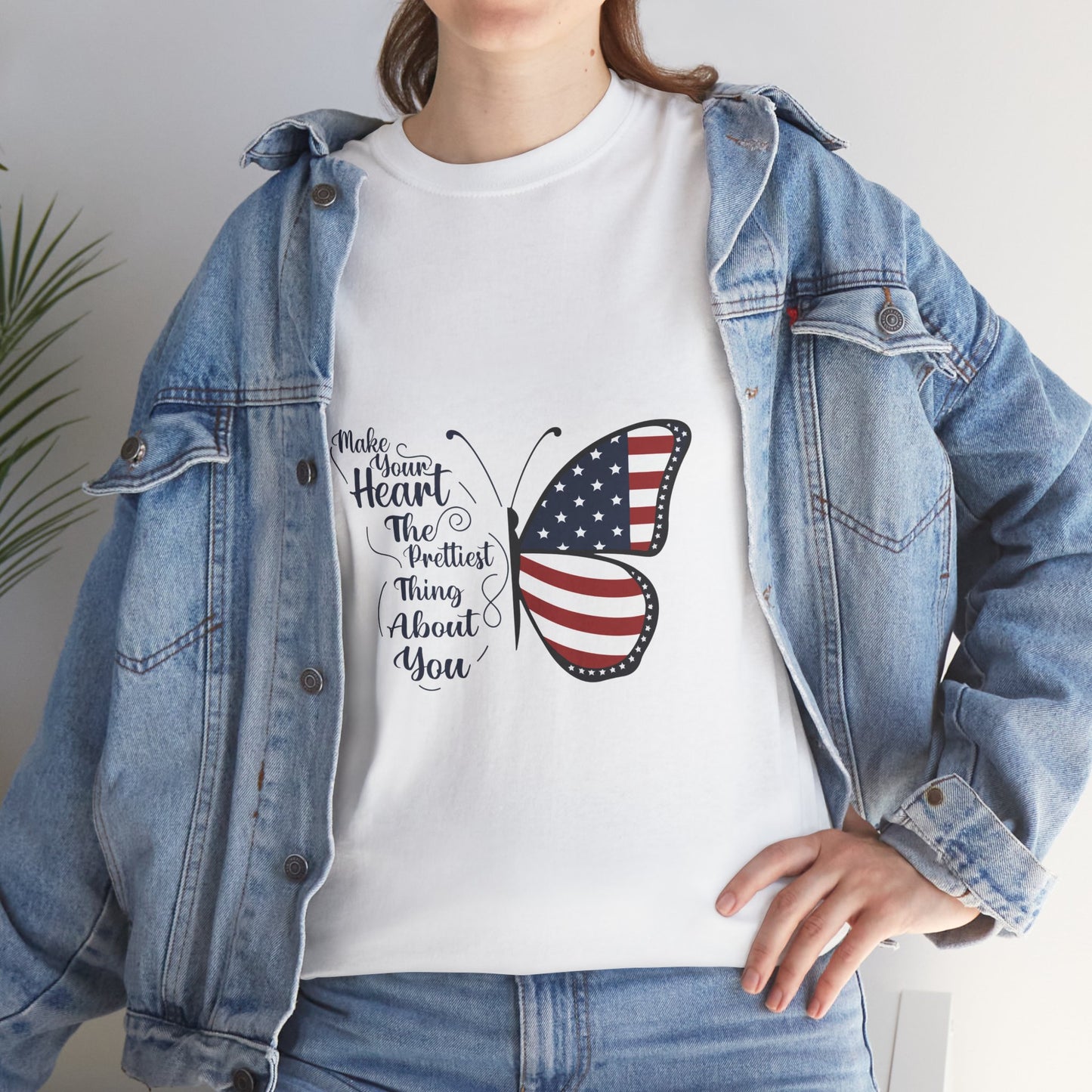 American Flag Butterfly Tee | Patriotic Butterfly Heart Design