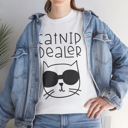 Catnip Dealer T-Shirt — Funny Cat Lover Tee with Sunglasses Cat Graphic