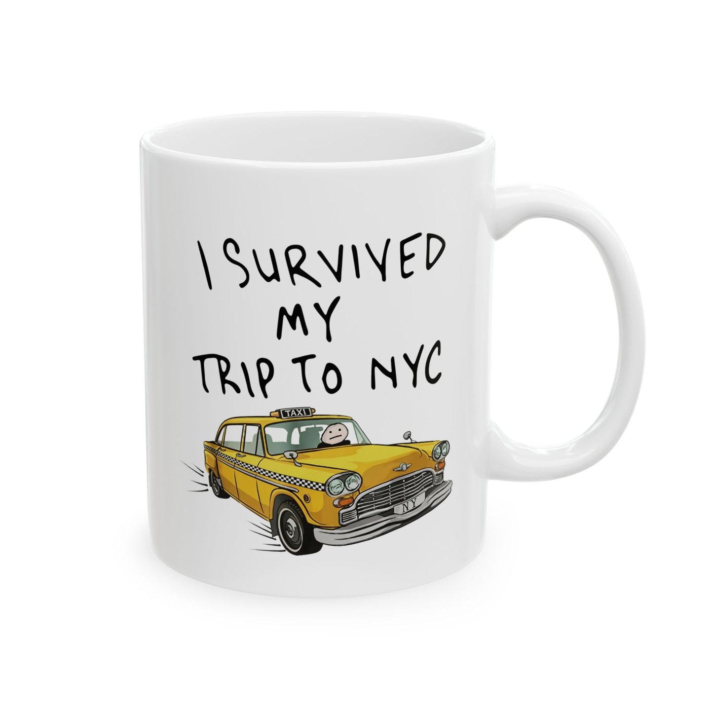 I Survived Traffic NYC Taxi Mug | Yellow Cab Coffee Cup