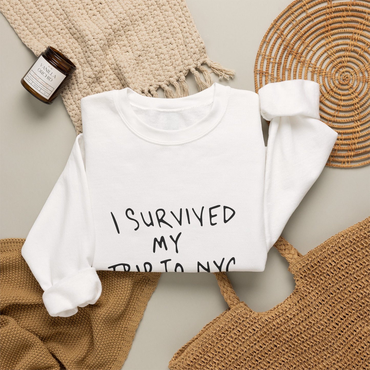 I Survived My Trip to NYC sweatshirt | Yellow Taxi Illustration, Travel Souvenir