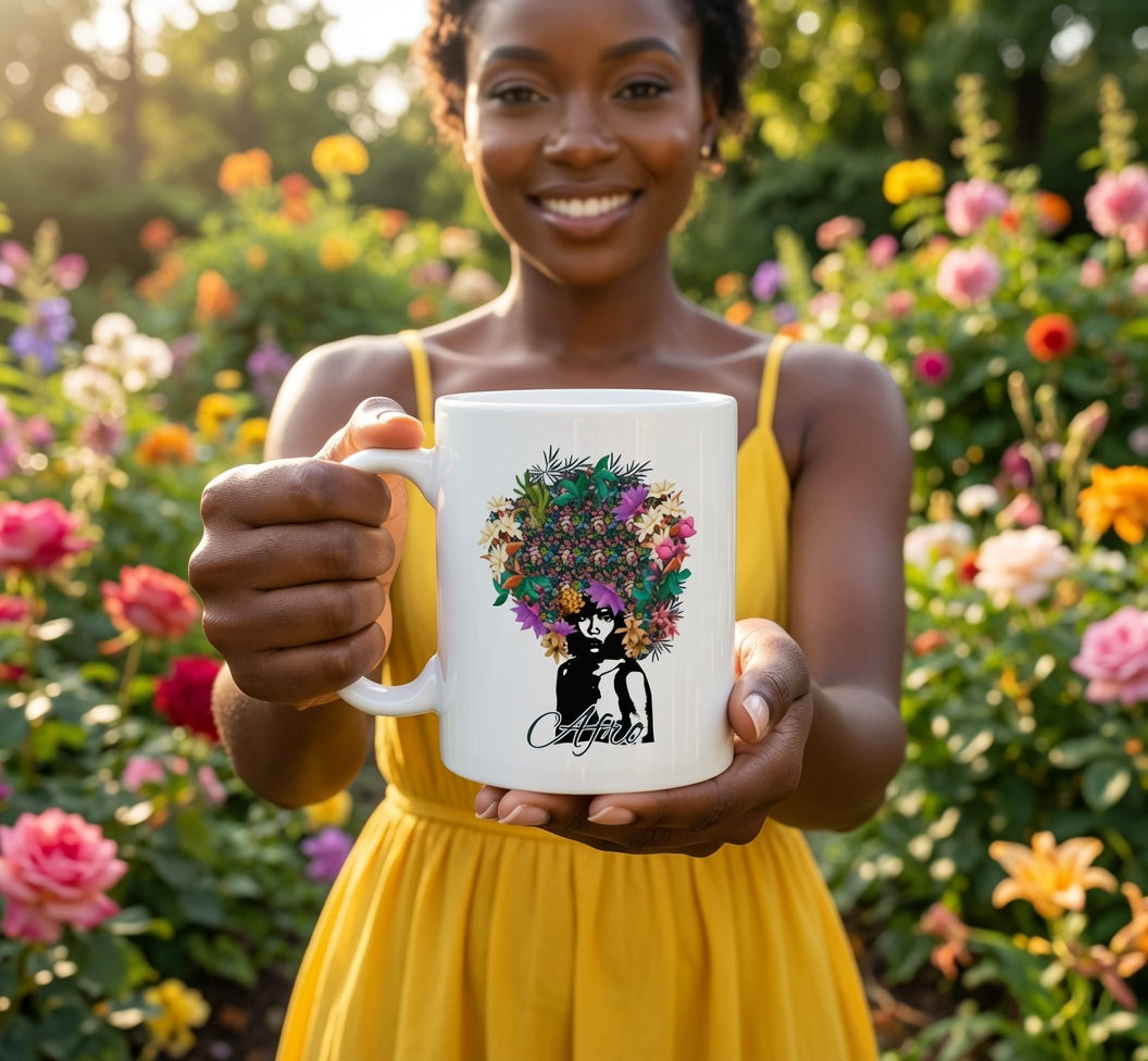 Floral Skull Illustration Mug | Ceramic Coffee Cup