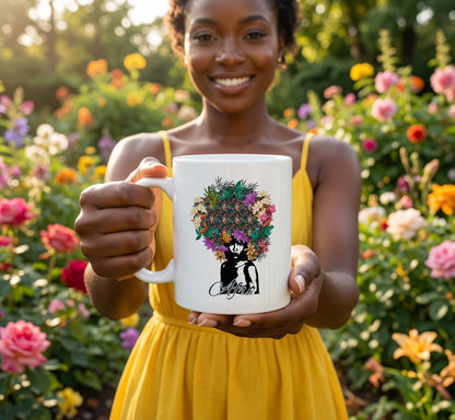 Floral Skull Illustration Mug | Ceramic Coffee Cup