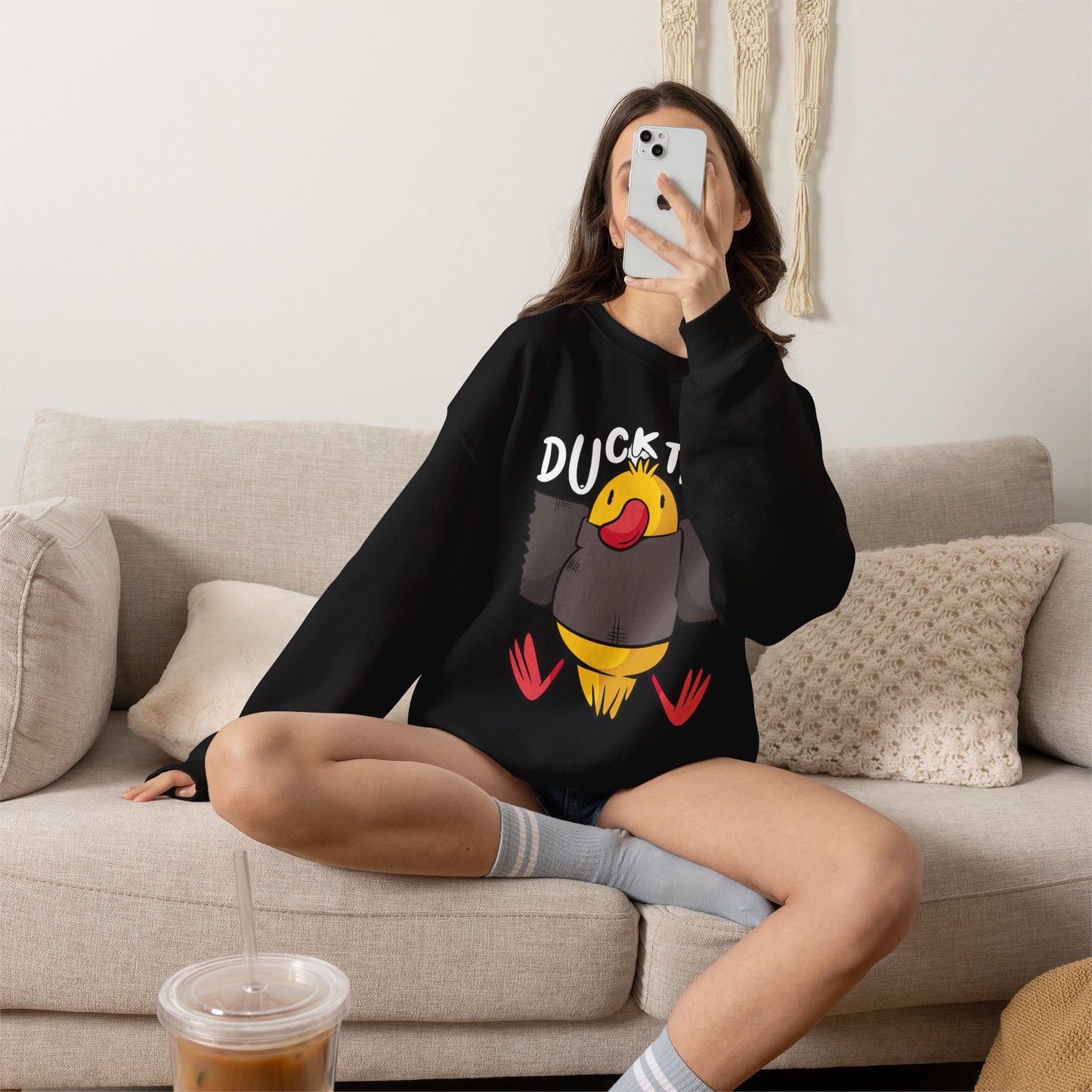 Duck Tape cartoon duck Sweatshirt | funny bird graphic crewneck