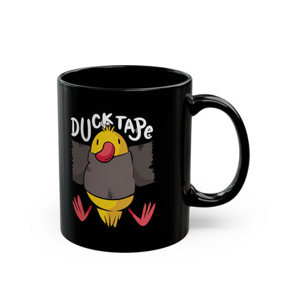 Duck Tape Cartoon Duck Mug | Black Ceramic Coffee Cup