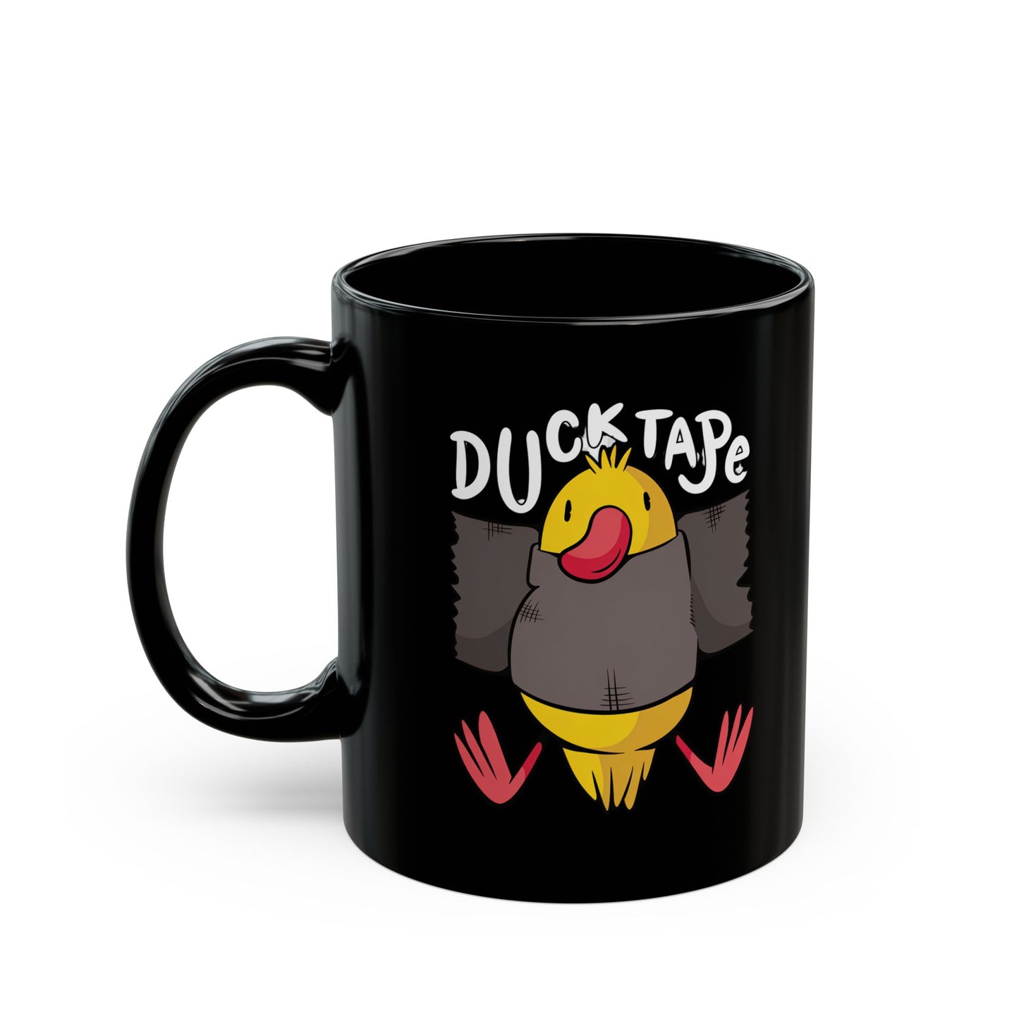 Duck Tape Cartoon Duck Mug | Black Ceramic Coffee Cup