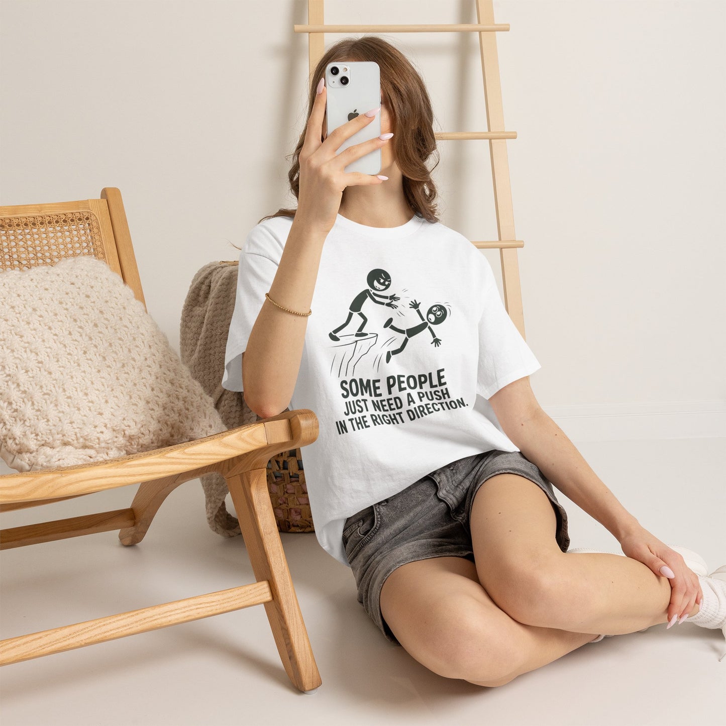 Some People Just Need A Push Tee | Funny Stick Figure Humor T-Shirt