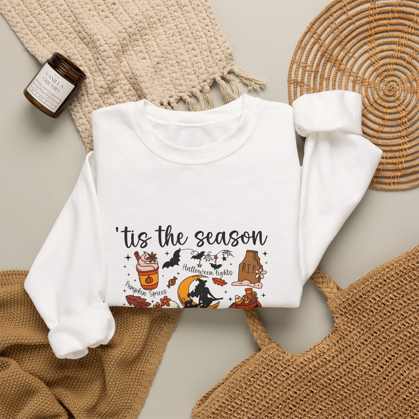 Tis the Season Halloween Candy Autumn Icons Sweatshirt | Fall Cozy Crewneck
