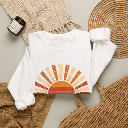 Retro Sunset Waves Sweatshirt | Boho Sun Graphic