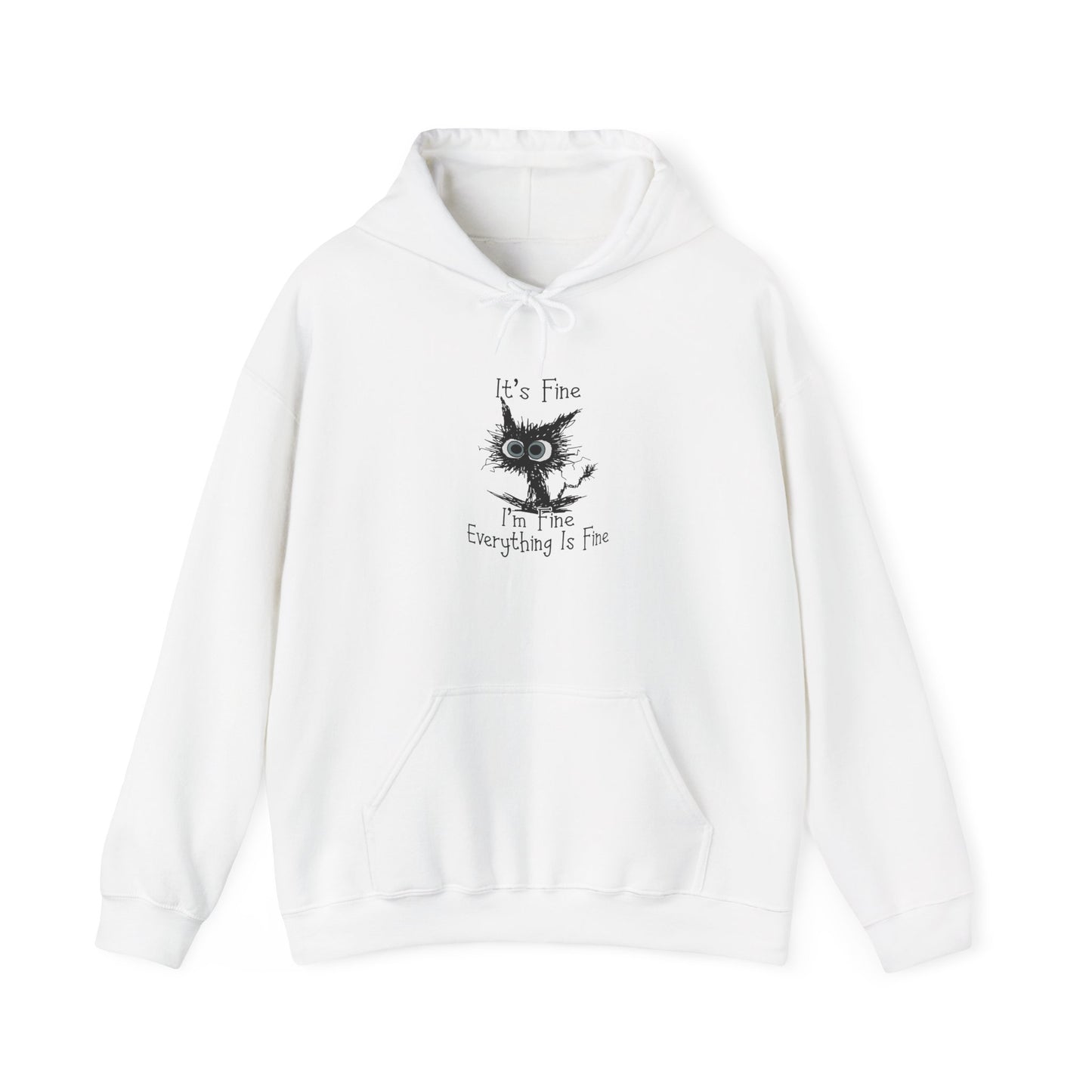 Scruffy Owl Sketch Its Fine Everything Is Fine Hoodie | Cute Goth Illustration