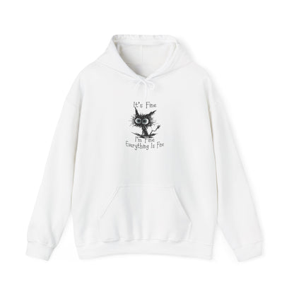 Scruffy Owl Sketch Its Fine Everything Is Fine Hoodie | Cute Goth Illustration