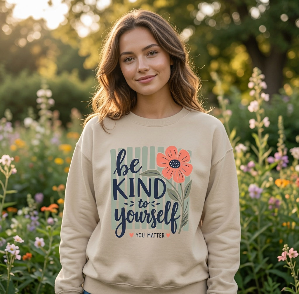 Be Kind to Yourself floral graphic Sweatshirt | You Matter crewneck