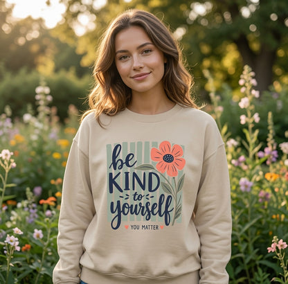 Be Kind to Yourself floral graphic Sweatshirt | You Matter crewneck