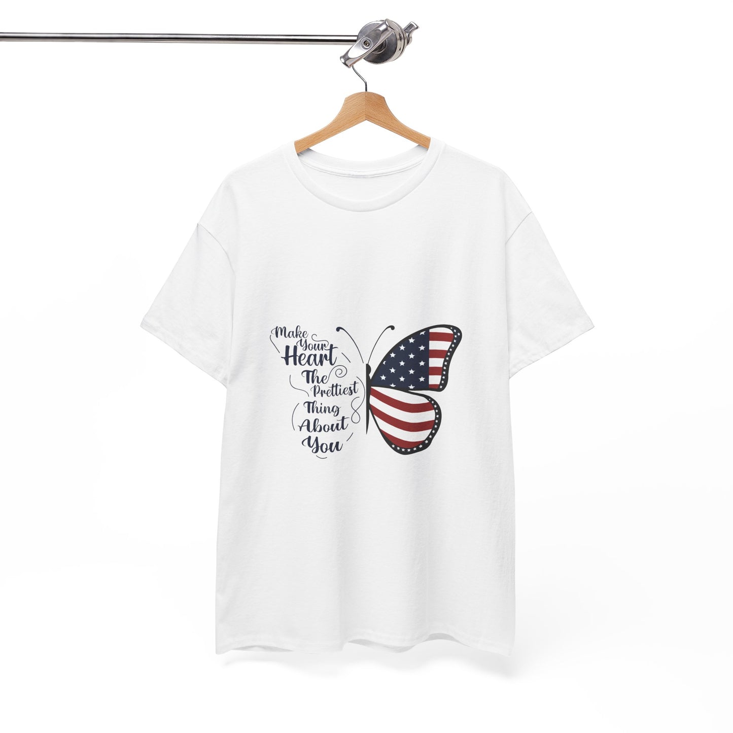 American Flag Butterfly Tee | Patriotic Butterfly Heart Design