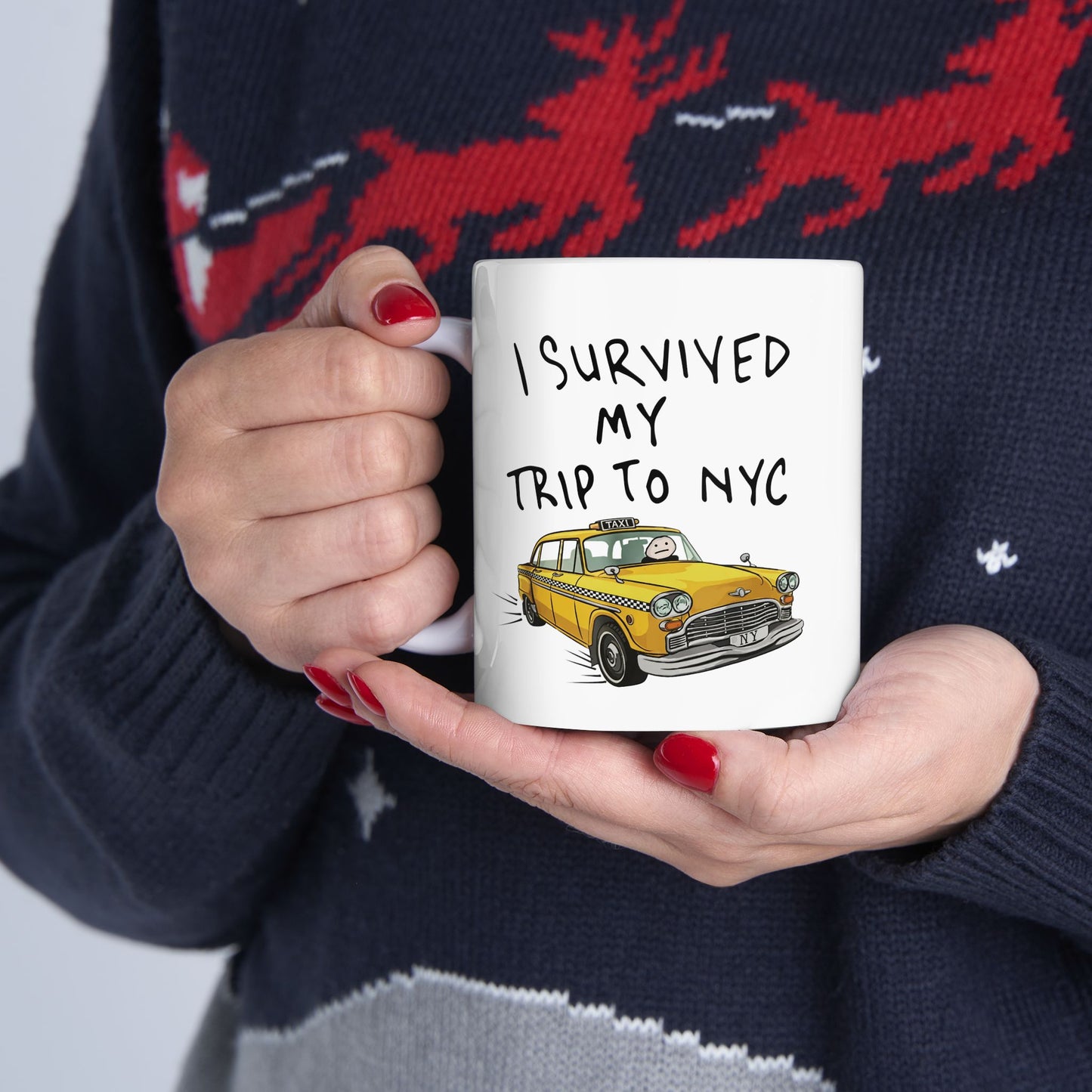 I Survived Traffic NYC Taxi Mug | Yellow Cab Coffee Cup