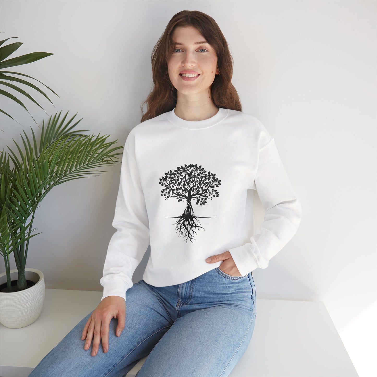Tree of Life illustration Crewneck Sweatshirt | Rooted botanical design