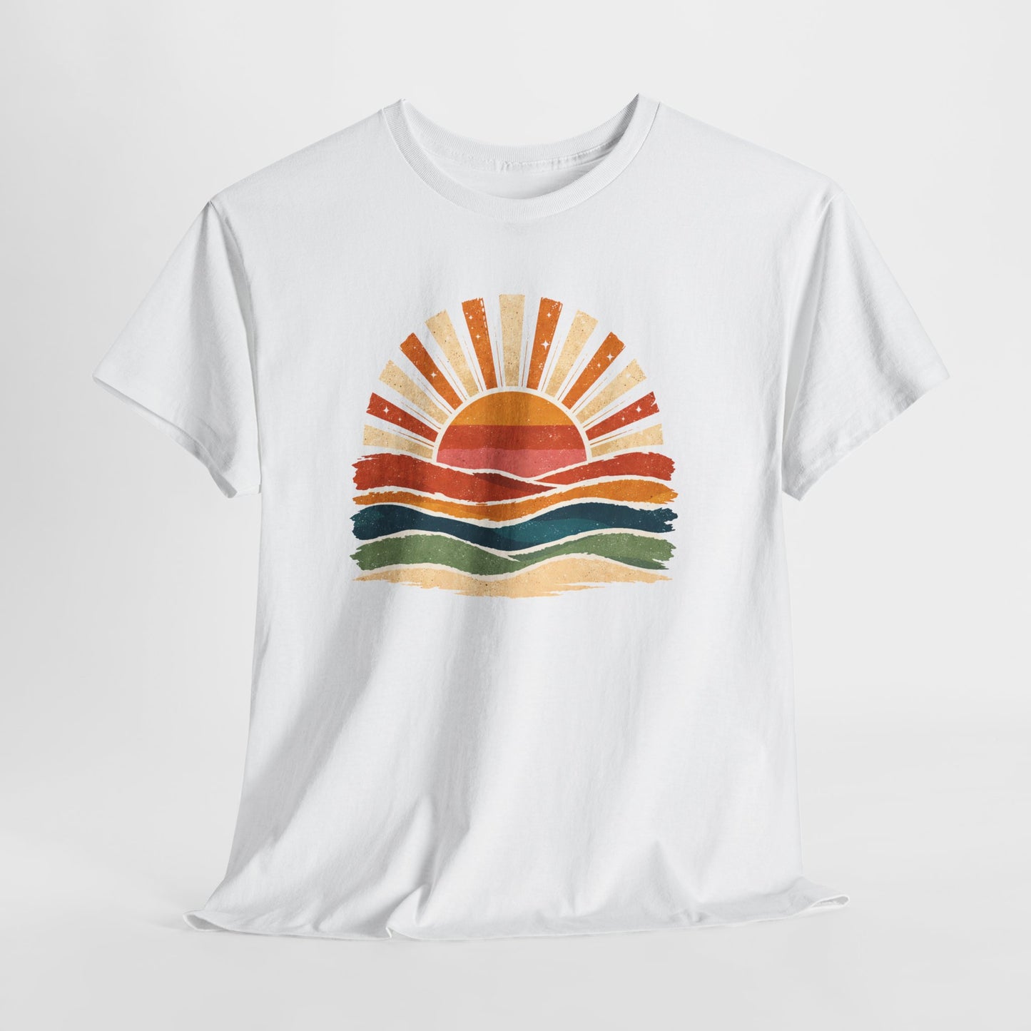 Vintage Sunset Waves T-Shirt | Retro Sunrise Graphic Tee