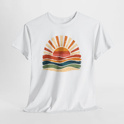Vintage Sunset Waves T-Shirt | Retro Sunrise Graphic Tee