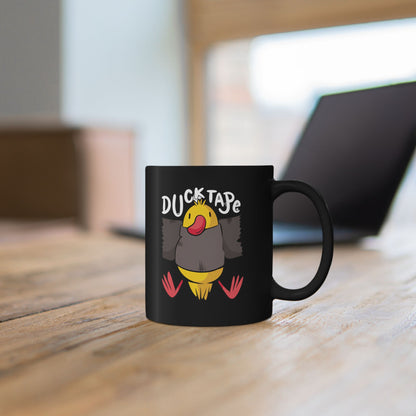 Duck Tape Cartoon Duck Mug | Black Ceramic Coffee Cup