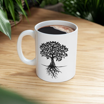 Black Tree Silhouette Mug | Minimalist Nature Coffee Cup