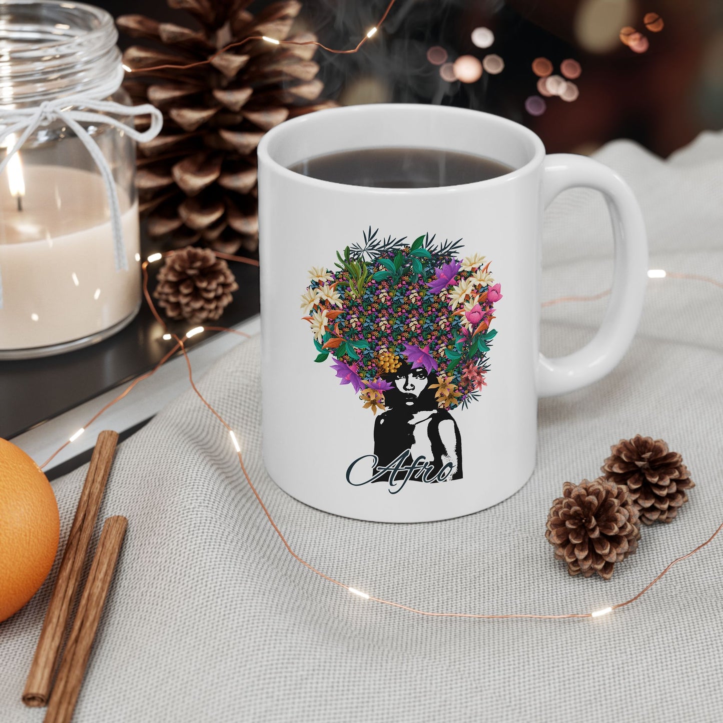 Floral Skull Illustration Mug | Ceramic Coffee Cup