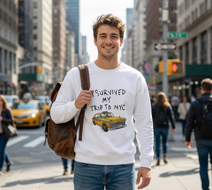 I Survived My Trip to NYC sweatshirt | Yellow Taxi Illustration, Travel Souvenir
