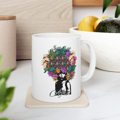 Floral Skull Illustration Mug | Ceramic Coffee Cup