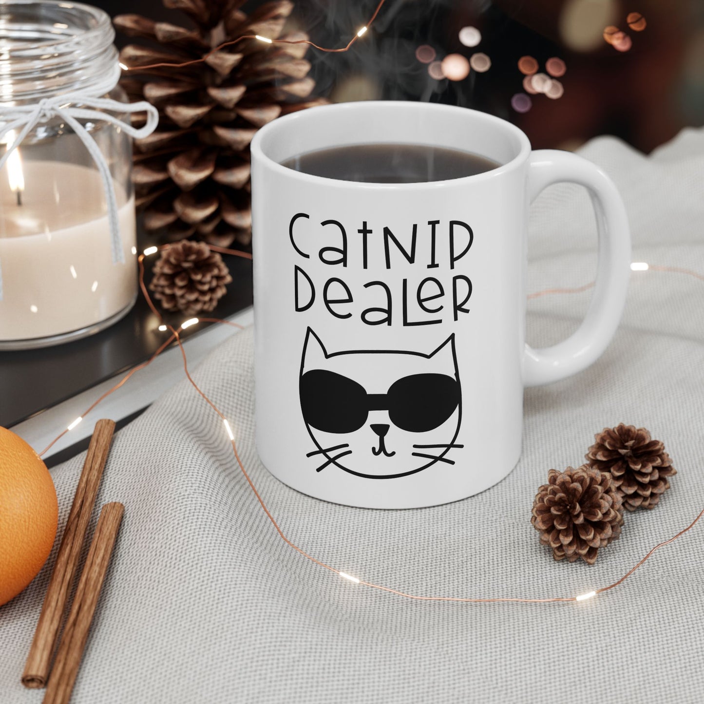 Cat Decaf Mug | Cute Black Cat Coffee Ceramic Mug