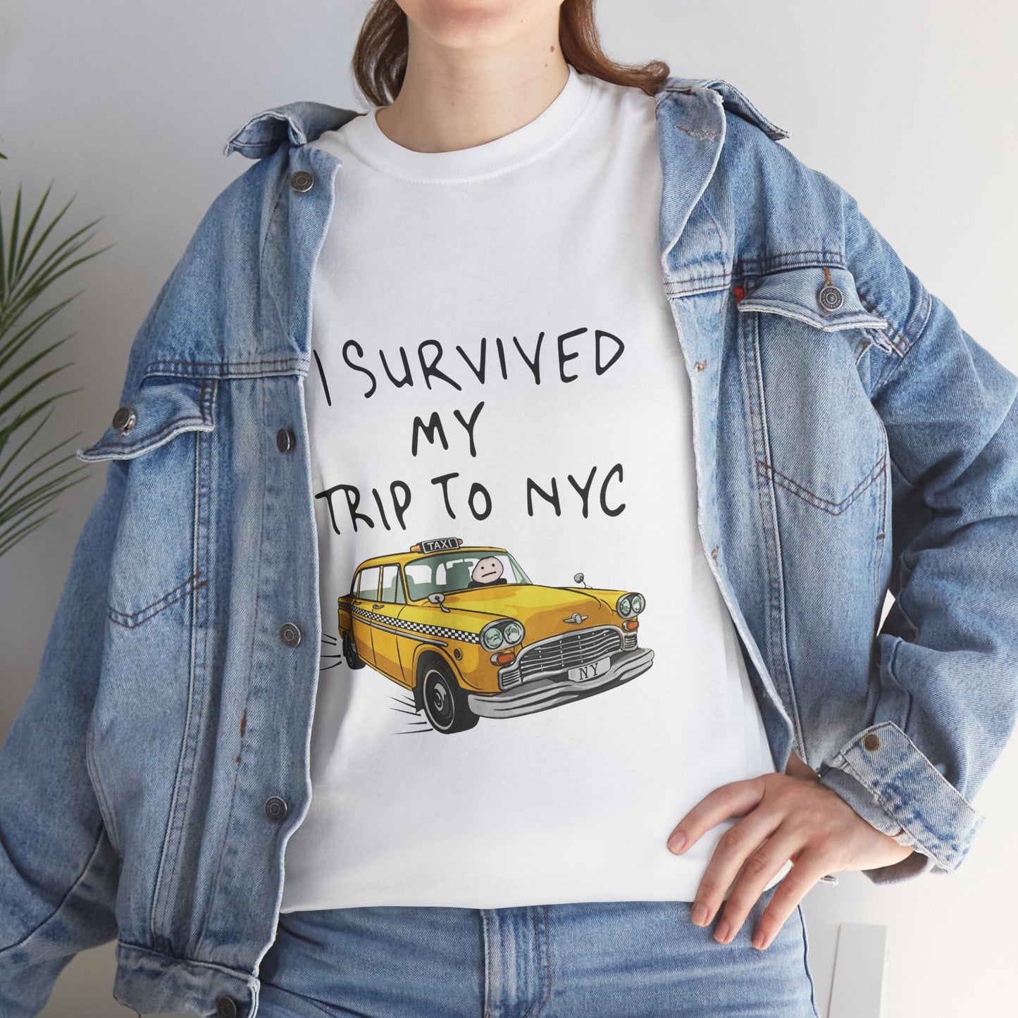 NYC Taxi Souvenir Tee — "I Survived My Trip to NYC" Graphic T-Shirt
