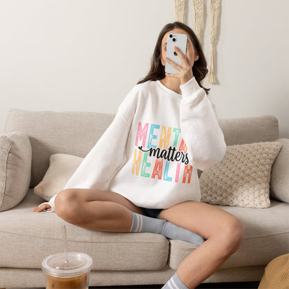 Mental Health Matters Crewneck Sweatshirt | Pastel Block Letter Awareness