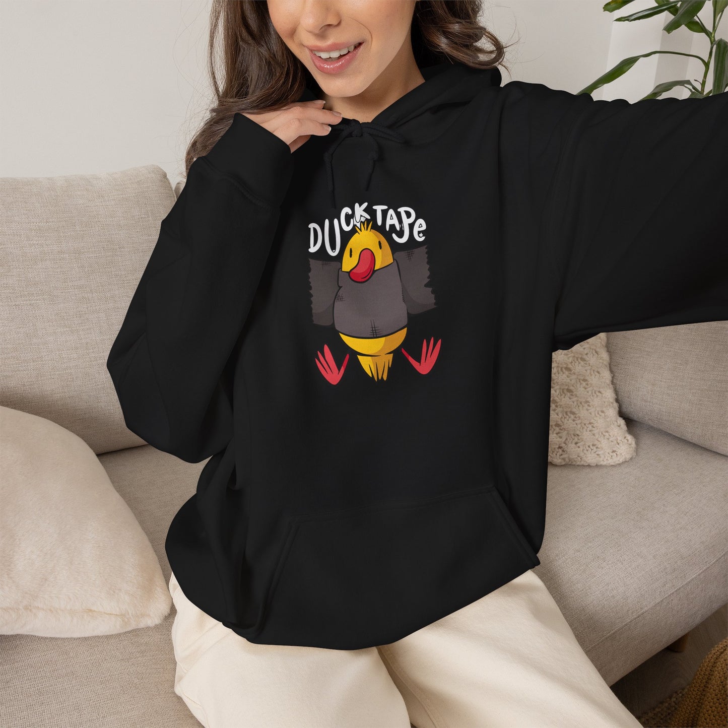 Duck Tape Cartoon Duck Hoodie | Funny Pun, Cute Bird Illustration