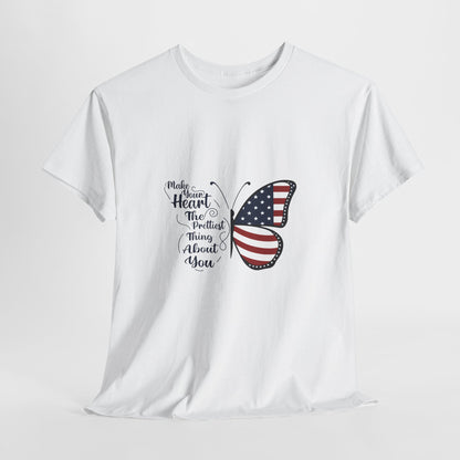 American Flag Butterfly Tee | Patriotic Butterfly Heart Design
