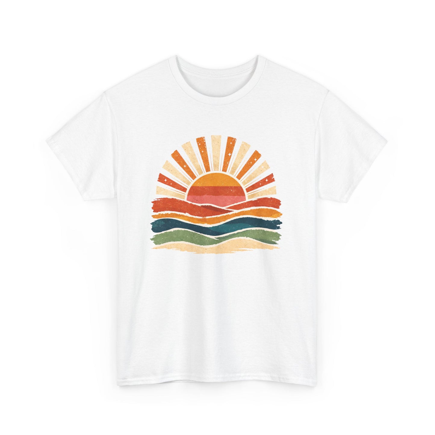 Vintage Sunset Waves T-Shirt | Retro Sunrise Graphic Tee