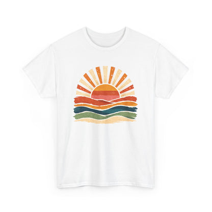 Vintage Sunset Waves T-Shirt | Retro Sunrise Graphic Tee
