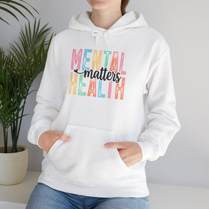 Mental Health Matters Hoodie | Colorful Typography Awareness Sweatshirt