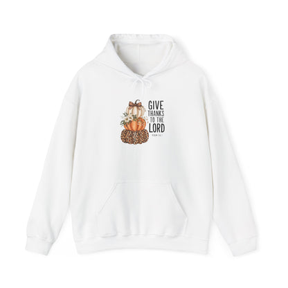 Give Thanks to the Lord Pumpkin Stack Hoodie | Faith Thanksgiving Sweatshirt