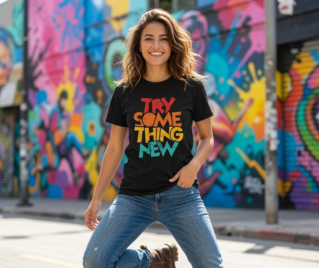 Try Something New T-Shirt - Motivational Colorful Basketball Quote Tee | Inspirational Shirt