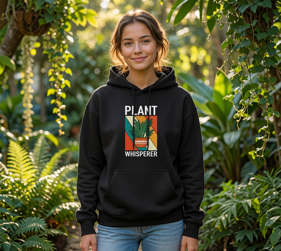Plant Whisperer hoodie | Retro Houseplant Illustration, Botanical Lover Sweatshirt