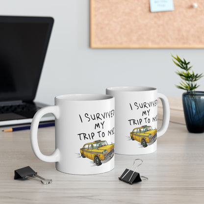 I Survived Traffic NYC Taxi Mug | Yellow Cab Coffee Cup
