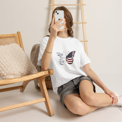 American Flag Butterfly Tee | Patriotic Butterfly Heart Design