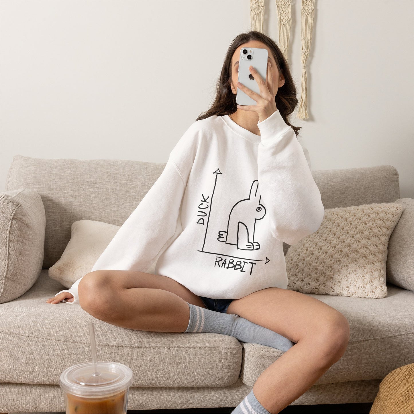 Duck vs Rabbit Diagram Sweatshirt | Optical Illusion Illustration