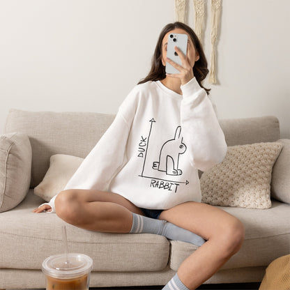 Duck vs Rabbit Diagram Sweatshirt | Optical Illusion Illustration