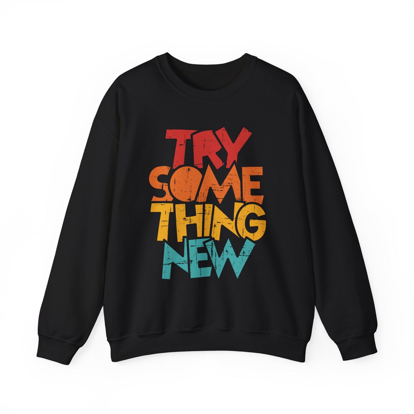 Try Something New Crewneck | Retro Color Block Motivational Sweater