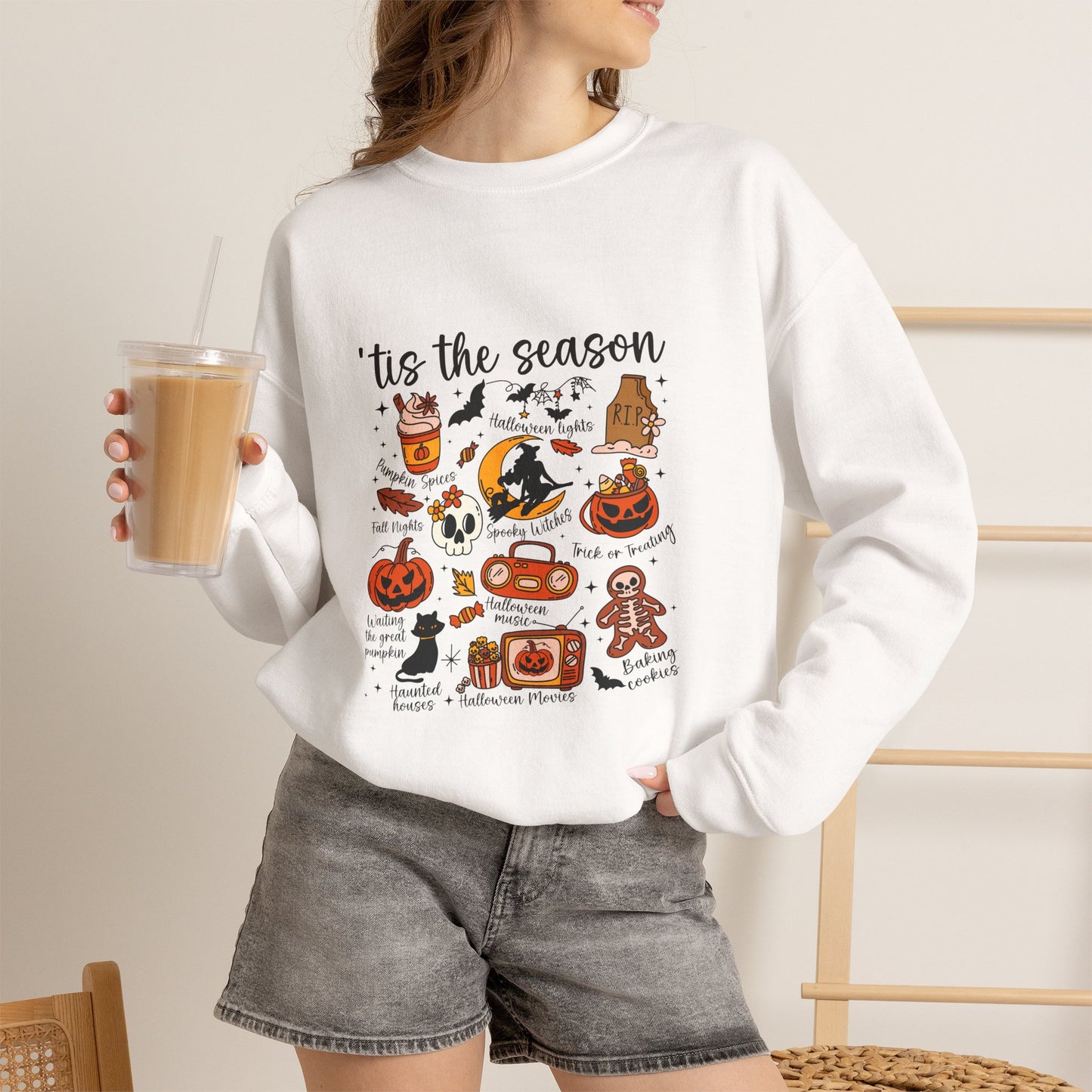 Tis the Season Halloween Candy Autumn Icons Sweatshirt | Fall Cozy Crewneck