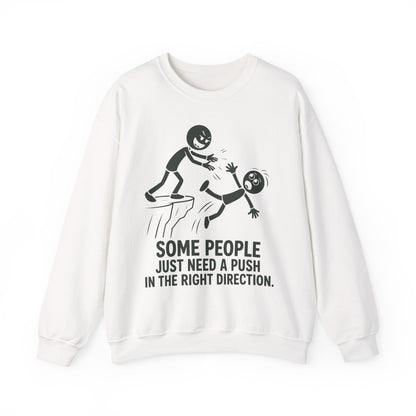 Some People Just Need a Push Sweatshirt | Funny Stick Figure Cliff Illustration