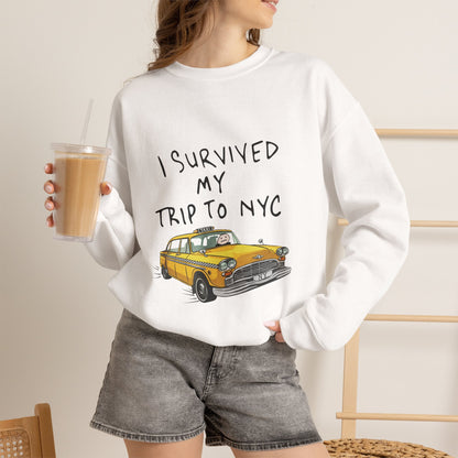 I Survived My Trip to NYC sweatshirt | Yellow Taxi Illustration, Travel Souvenir