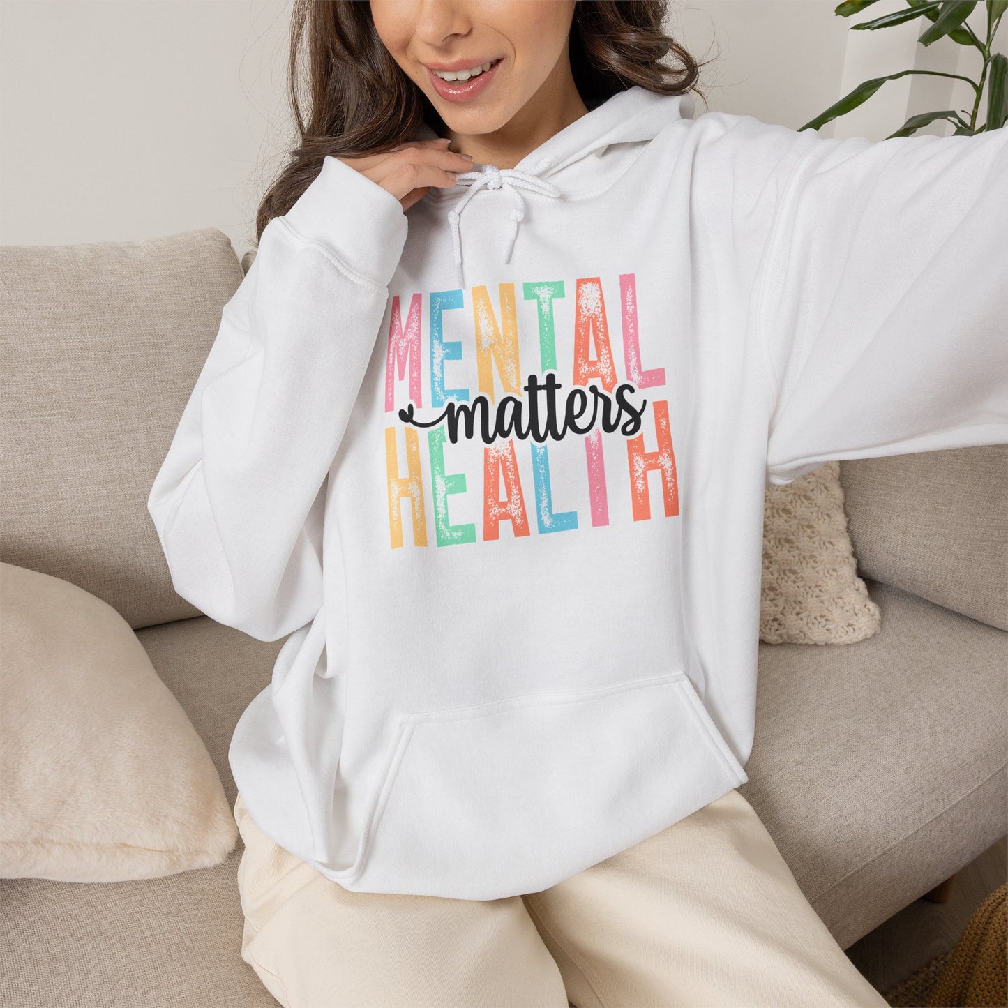 Mental Health Matters Hoodie | Colorful Typography Awareness Sweatshirt